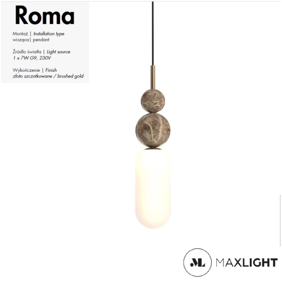 Lampa Wisząca Roma Gold P0599 MaxLight ----- wysyłka 24H -----
